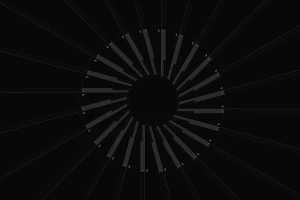 Geometric radial brand identity pattern with concentric circular elements and radiating lines on dark background