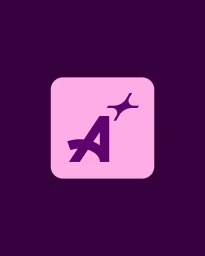 Arrive brand identity featuring a pink rounded square icon with a dark purple letter A and star symbol on a dark purple background.