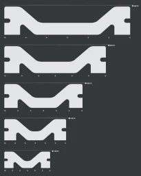 Makosch brand identity logo displayed in various sizes on a dark grey background with pixel dimensions listed