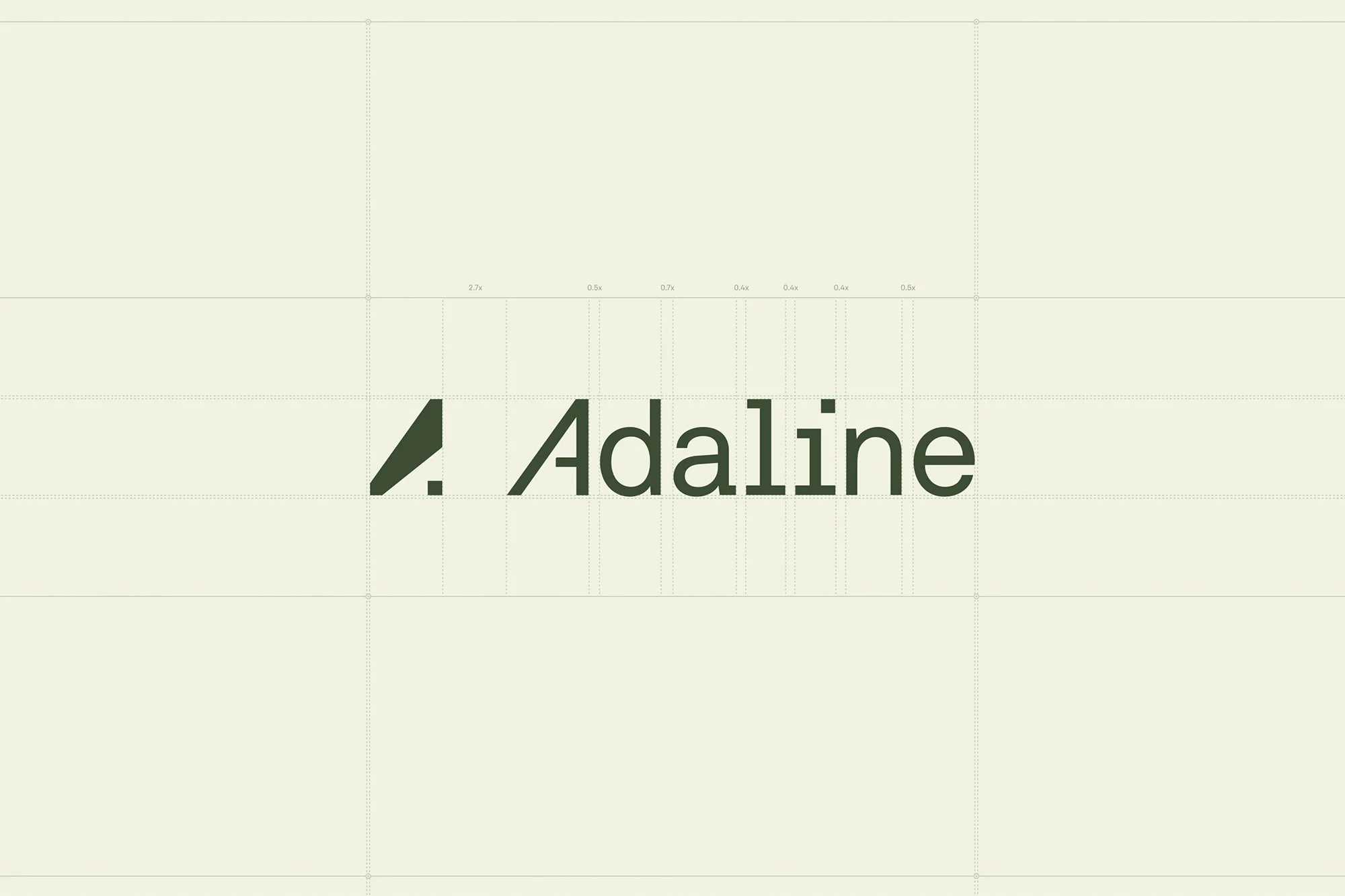 Olive green 'Adaline' logo on a grid pattern against a pale yellow background, clean design, and minimalist aesthetic.