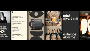A sequence of graphic design layouts and brand identity mockups for Mirá, featuring typography, menus, and staff portraits.
