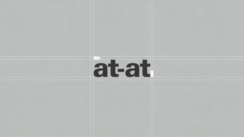 Abstract art with the text 'at-at' centered on a gray background with subtle gridlines.