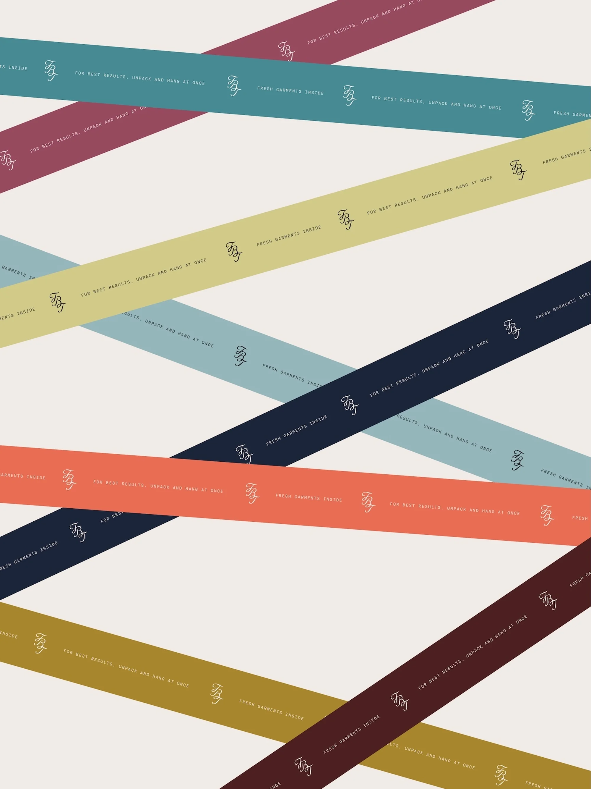Colorful paper strips with text overlap on a white background, creating a modern, abstract design with visual interest.