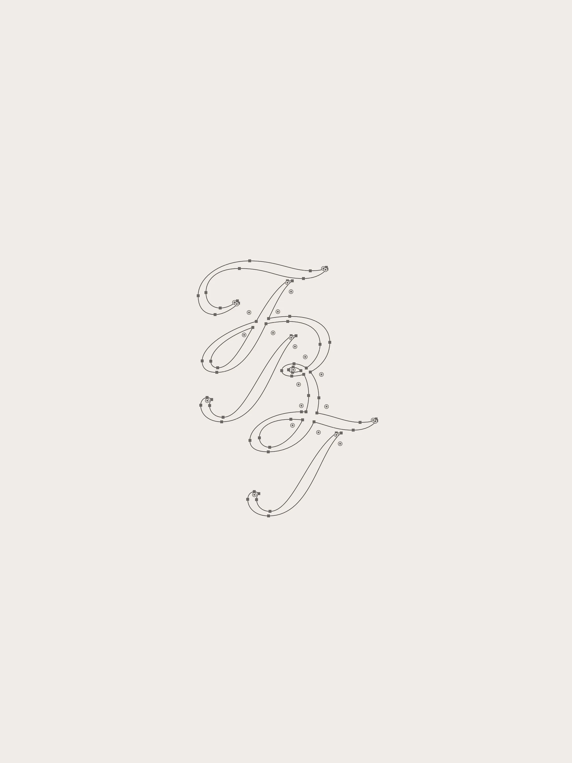 Elegant monogram design featuring three stylized letters on a light background, showcasing flowing lines and decorative dots for a sophisticated look.