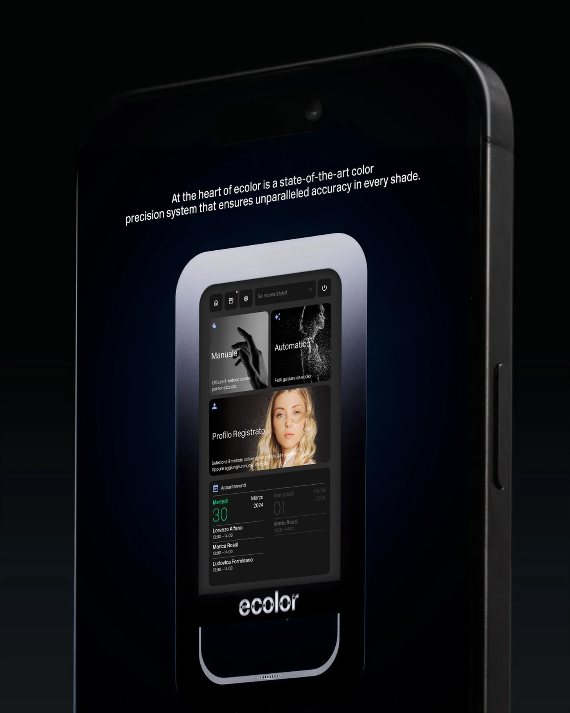 Smartphone displaying an app interface with a person's profile. Focus on technology and software features on a mobile device screen.