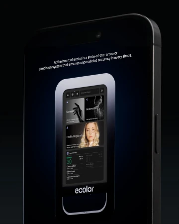Smartphone displaying an app interface with a person's profile. Focus on technology and software features on a mobile device screen.