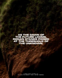 Bold centered typography over a moss-covered rock surface for Ronan Space Systems brand identity.