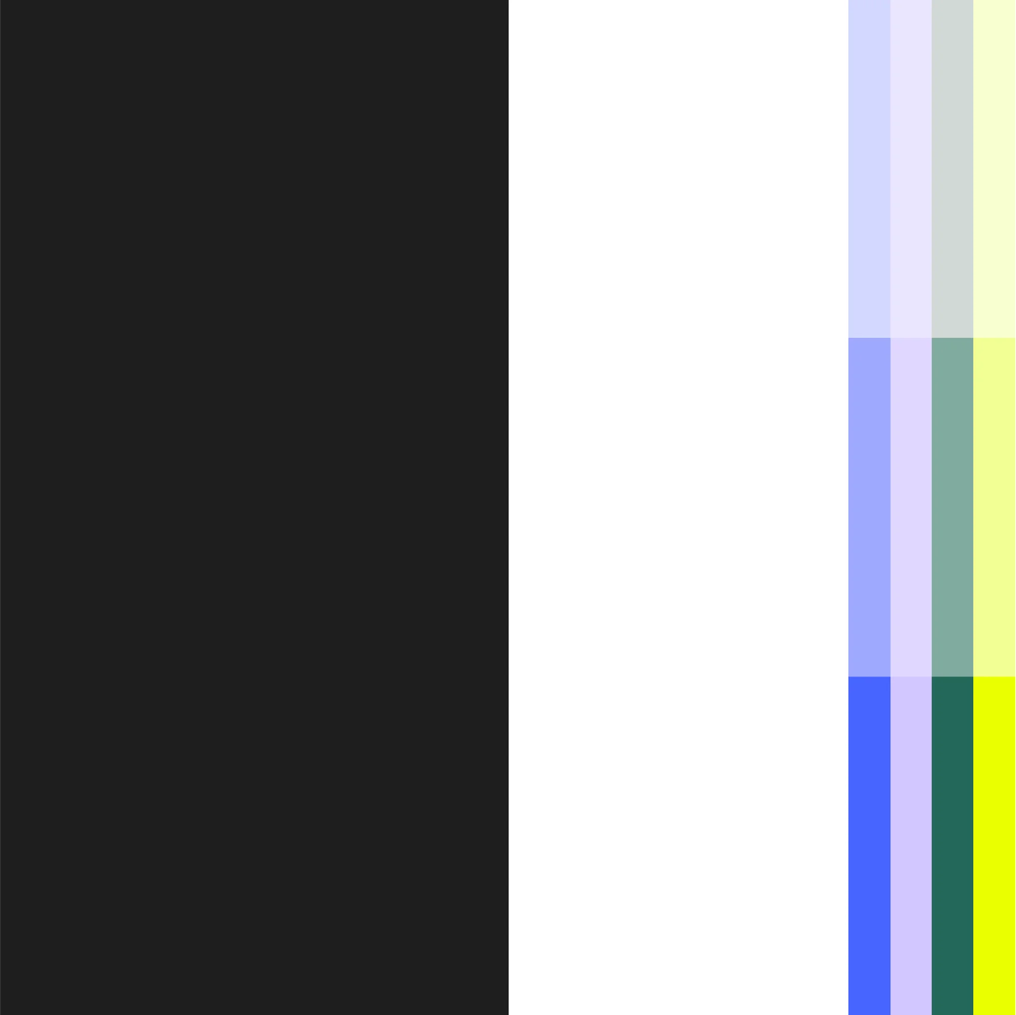 Abstract vertical stripes of white, black, blue, green, and yellow create a minimalist, color-blocked graphic design.