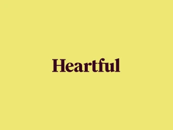 Heartful brand logo featuring dark serif typography centered against a solid yellow background.