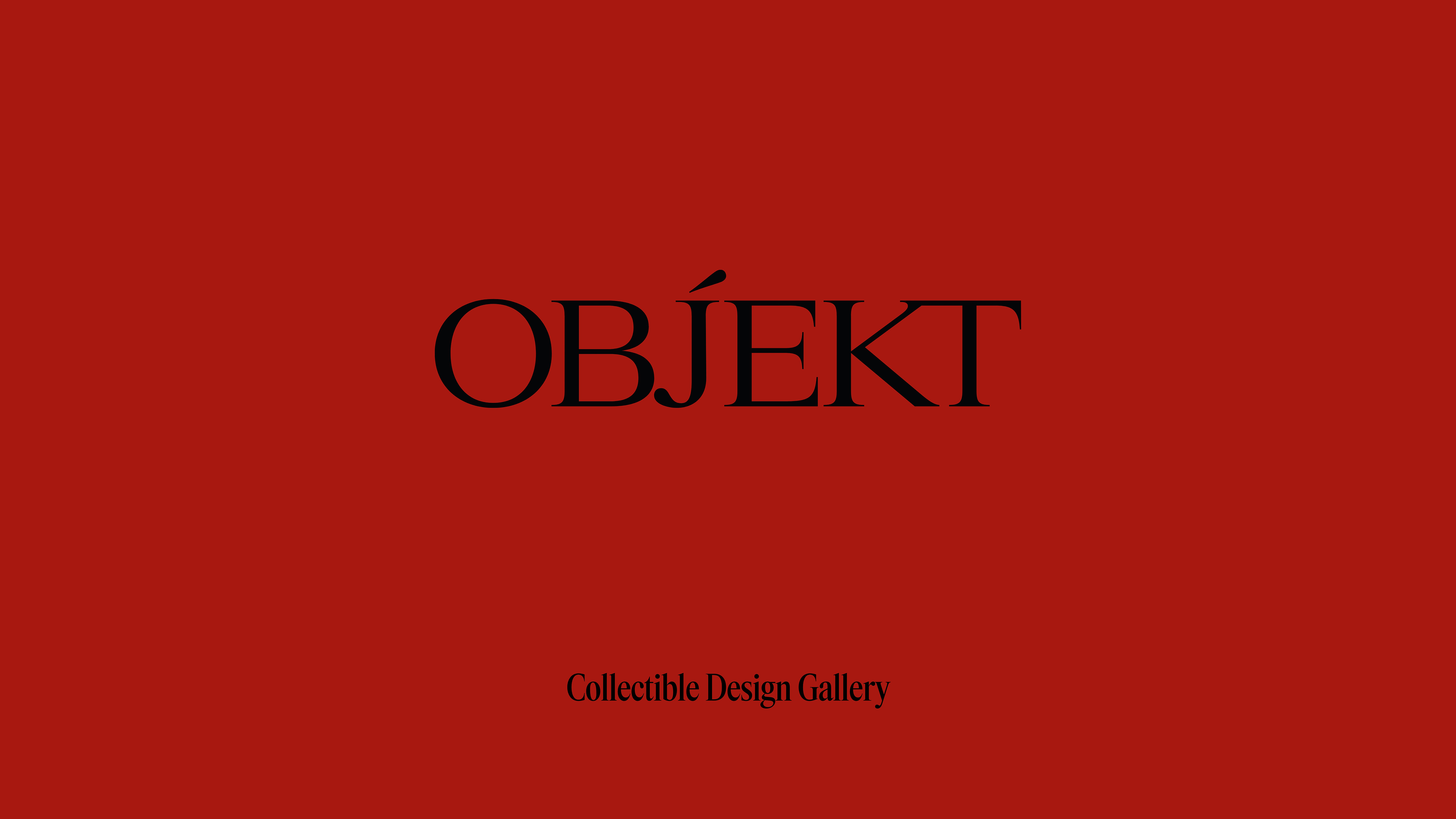 Text-based graphic design against a solid red background featuring the word 'OBJEKT' in black, with text 'Collectible Design Gallery'.