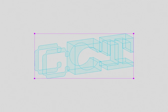 Geometric 3D rendering of overlapping letters forming the acronym 'GCC', presented in a minimalist style against a plain background.