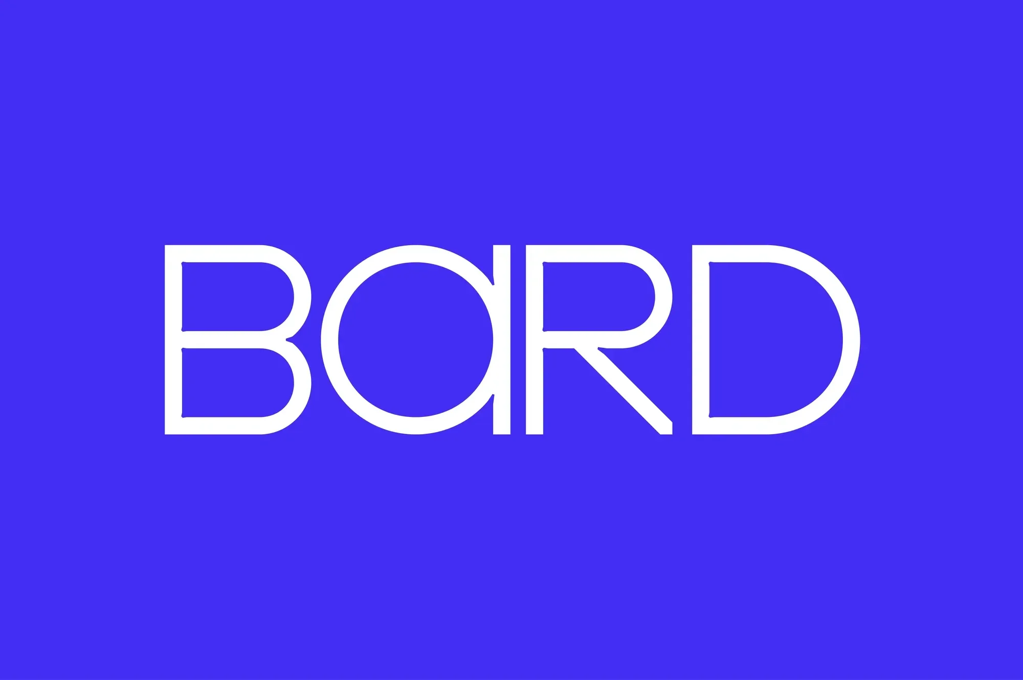 White 'BARD' typography on a vivid blue background. The letters have a modern, minimalist design with unique line breaks.