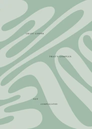 Muted green graphic design illustration featuring abstract flowing organic shapes and centered typography on a textured background.