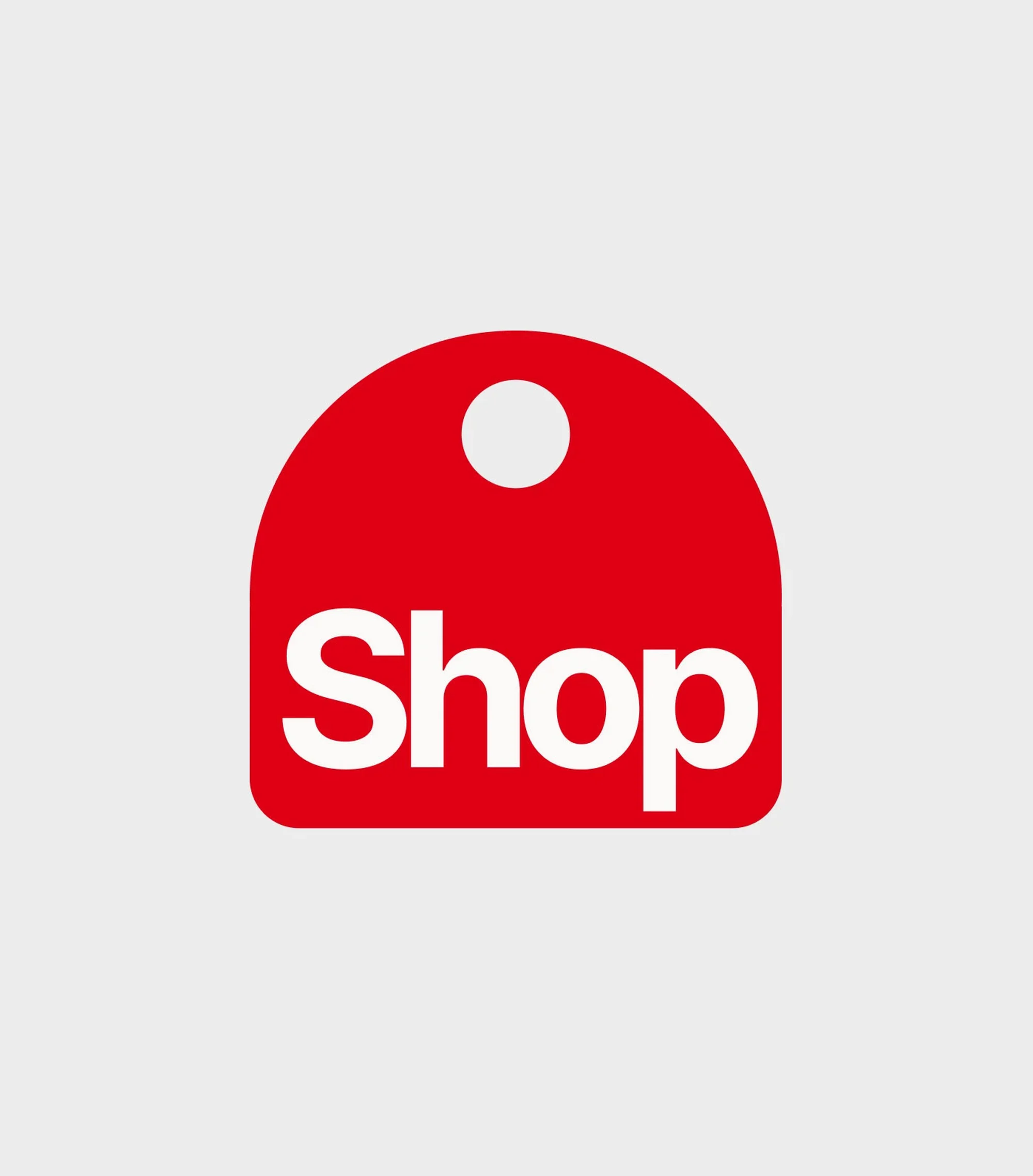 Red tag with white text "Shop" on a white background, providing a clear visual representation of a shopping or retail concept.
