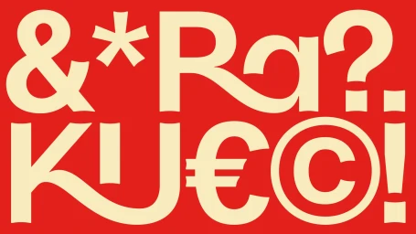 Bold cream-coloured typography and punctuation marks on a vivid red background for Imperia brand identity.