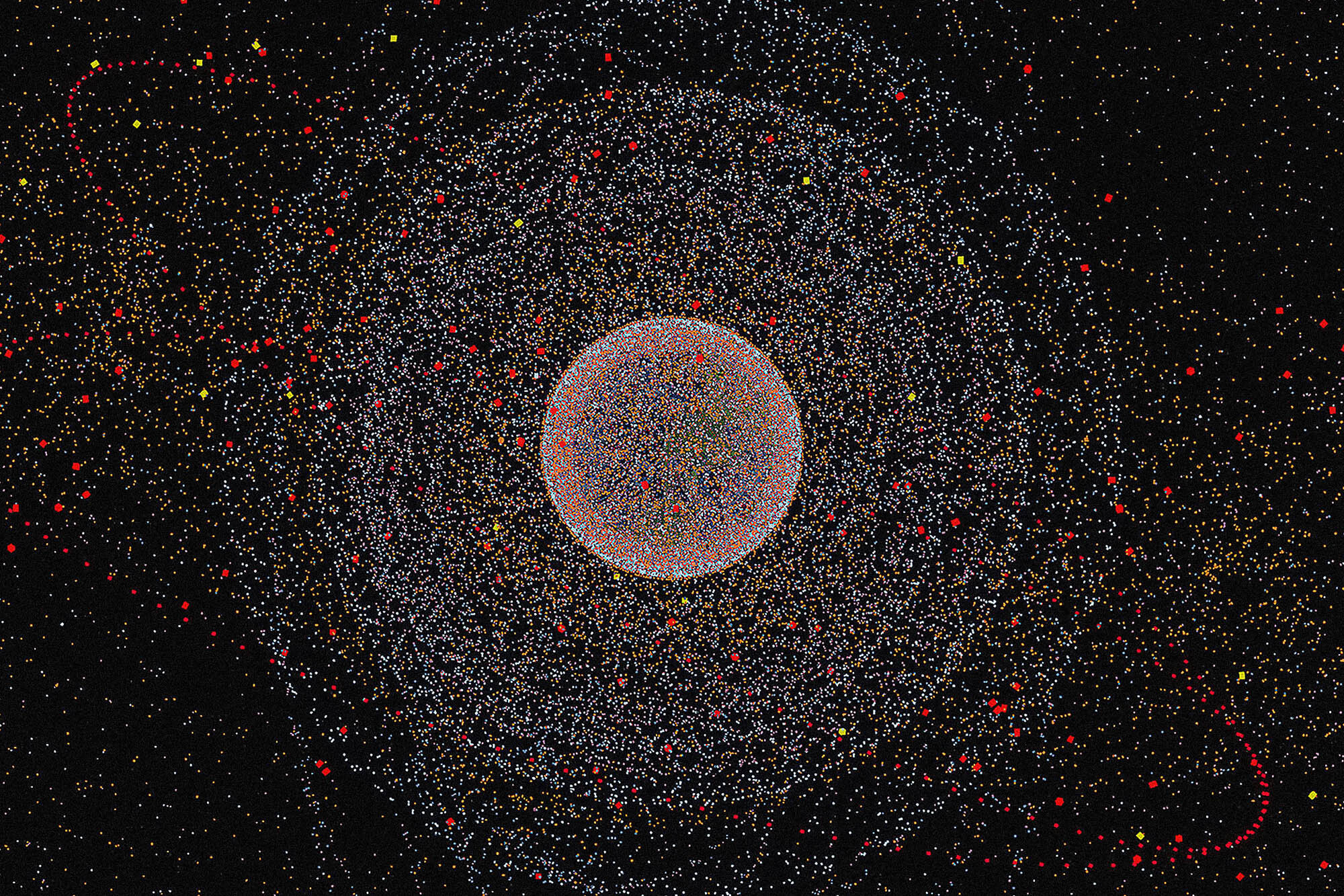 Illustration depicting space debris orbiting the Earth, showcasing the growing problem of orbital pollution and its impact on space exploration.