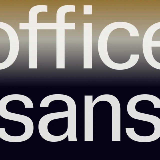 Abstract graphic featuring the words 'office' and 'sans' in a stacked arrangement against a gradient background.