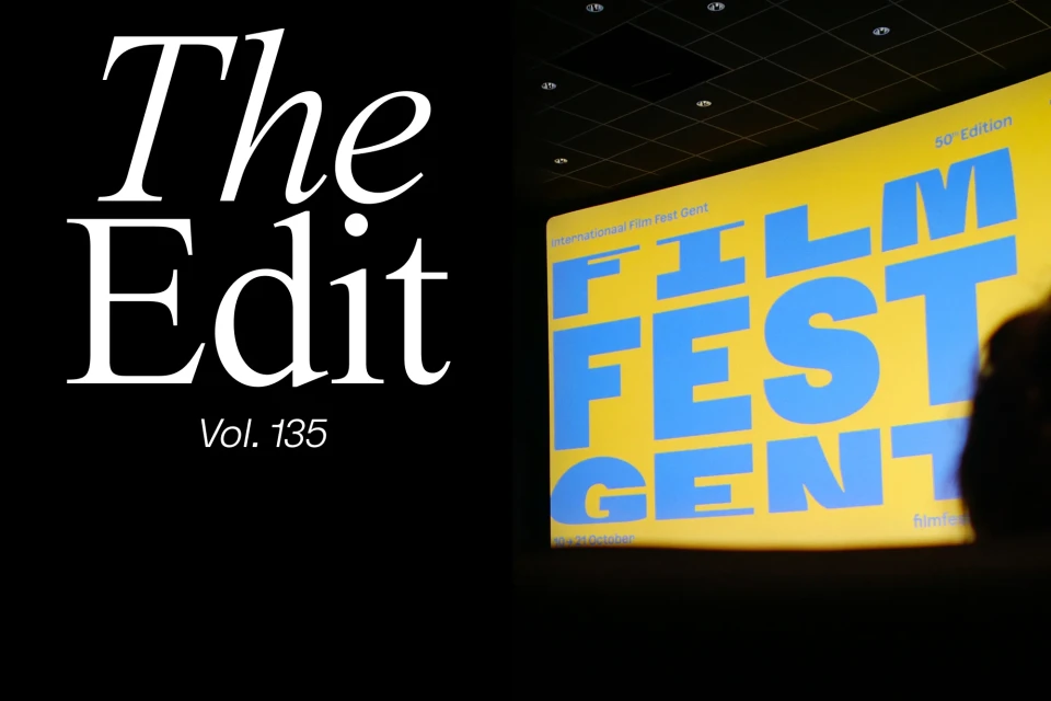 Poster for the International Film Fest Gent with the words "The Edit Vol. 135" in the background.