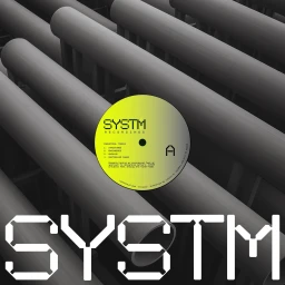 Monotype brand identity image featuring a circular vinyl record label set against an industrial background of grey pipes