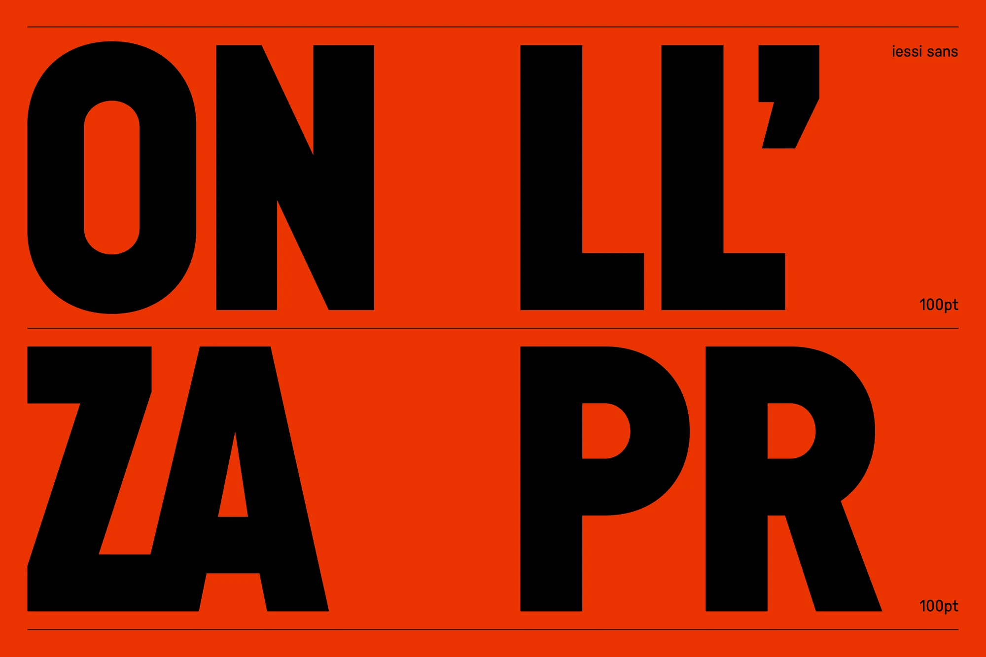 Bold black sans-serif typography set against a vibrant solid orange background for the iessi brand identity project.
