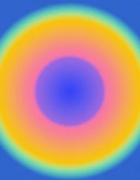 Concentric colourful gradient circles featuring vibrant shades of blue, pink, yellow, and green with a grainy texture.