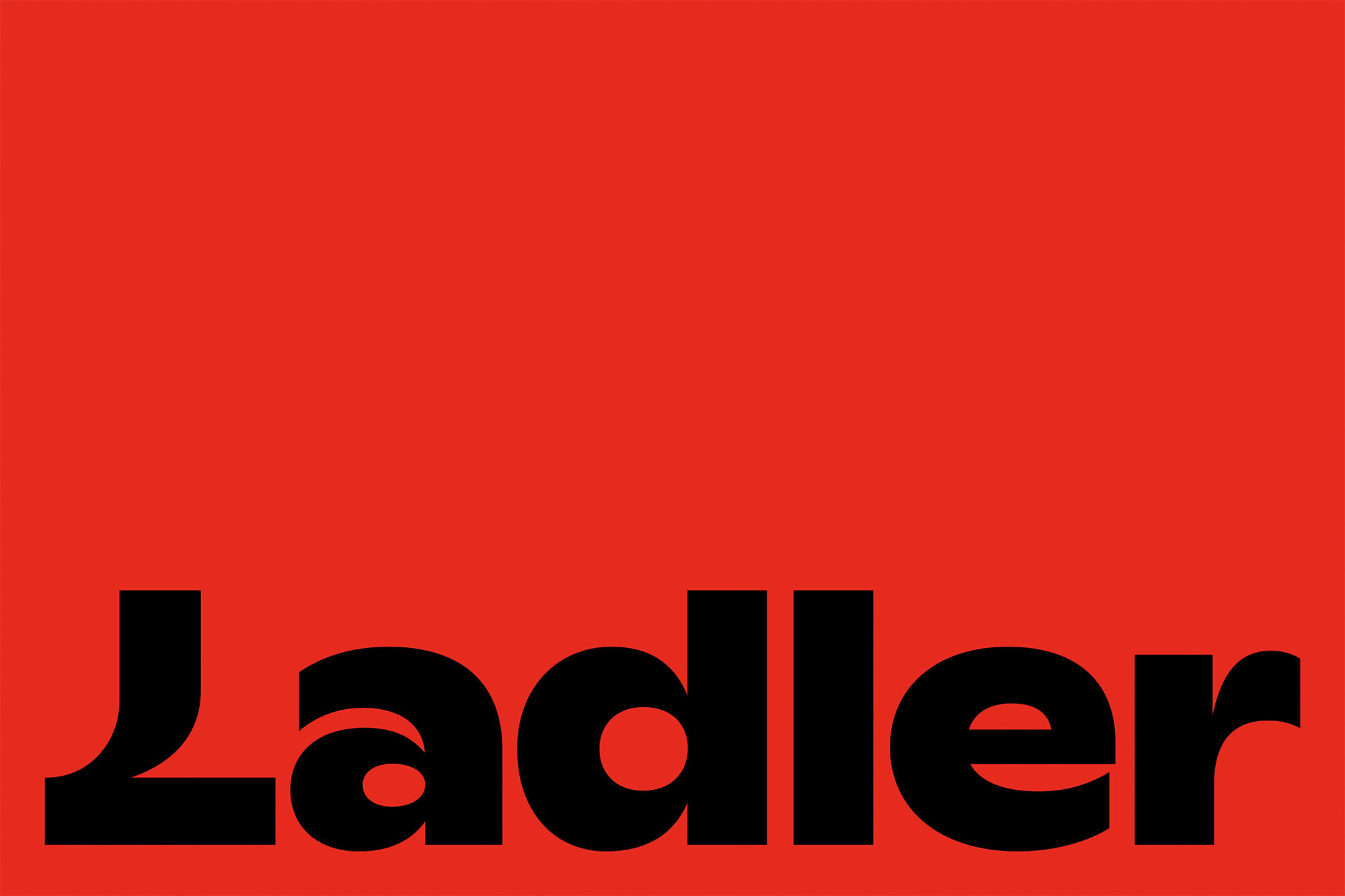 Ladler wordmark on a solid red background. Black, bold font displays the Ladler brand name in a simple, minimalist design.