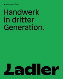Graphic design poster featuring bold black typography on a solid green background for Ladler branding.