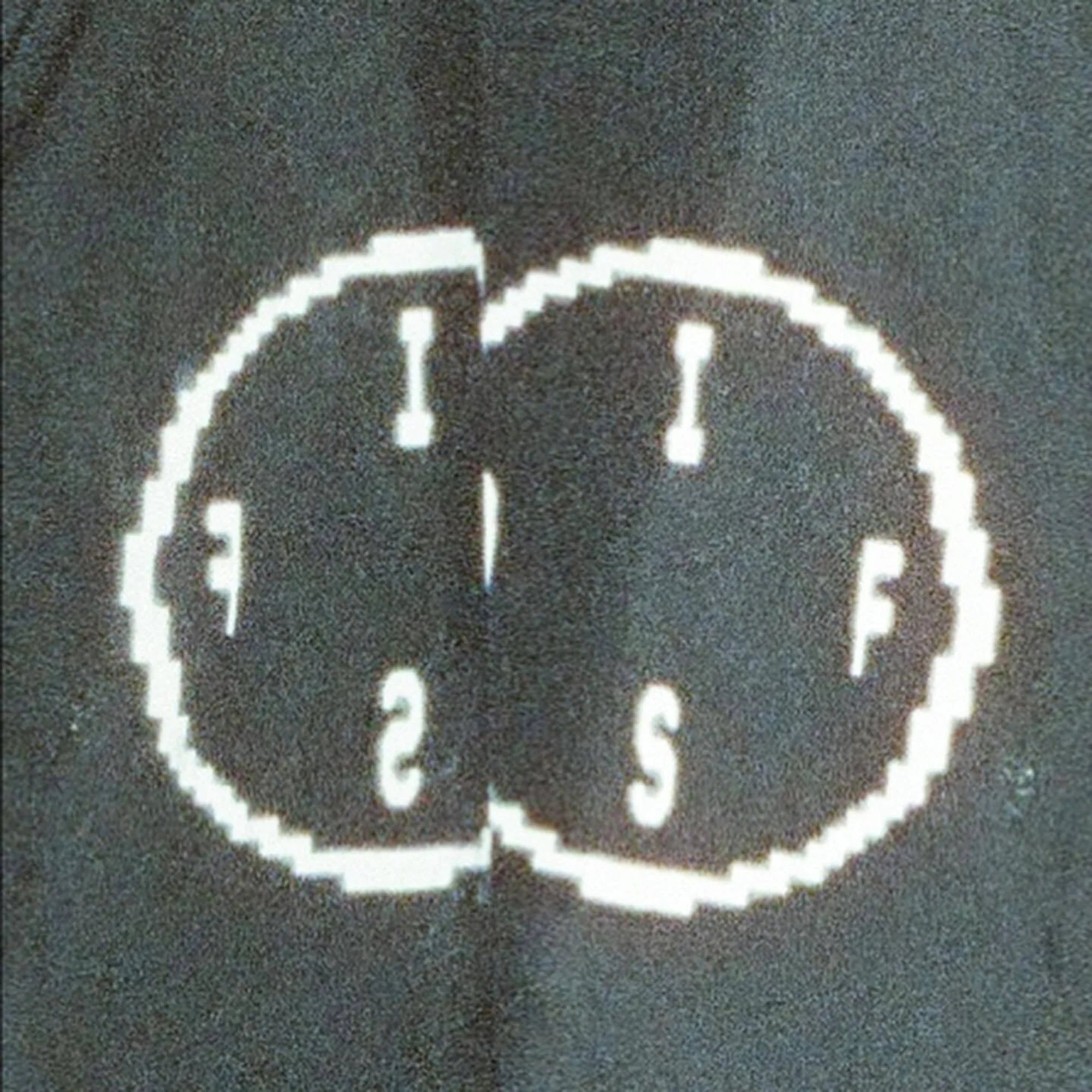 Abstract image displaying a pixelated white clock graphic, presenting a minimalist and conceptual design against a dark backdrop.