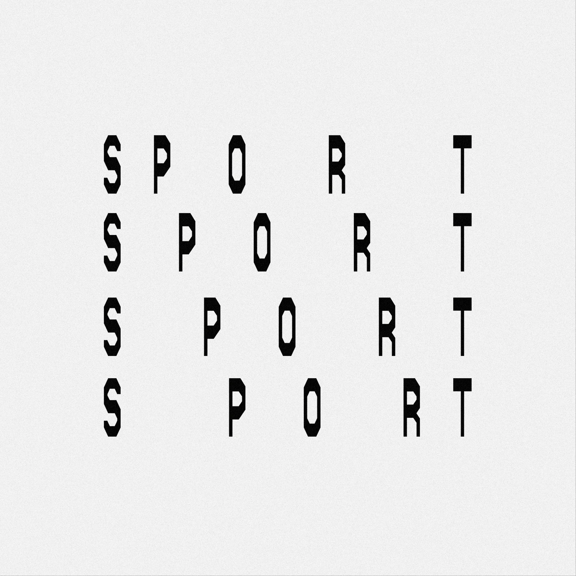 Text art spelling the word 'SPORT' using a stacked, offset arrangement of letters in a sans-serif font on a white background.