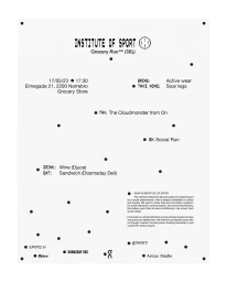 Minimalist black typography on a white background detailing a community running and social event for On Running.