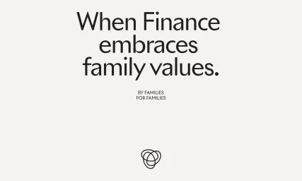 Typography graphic featuring centered black text reading When Finance embraces family values on off-white background