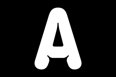 Bold white letter A typography against a solid black background for Pilo brand identity design