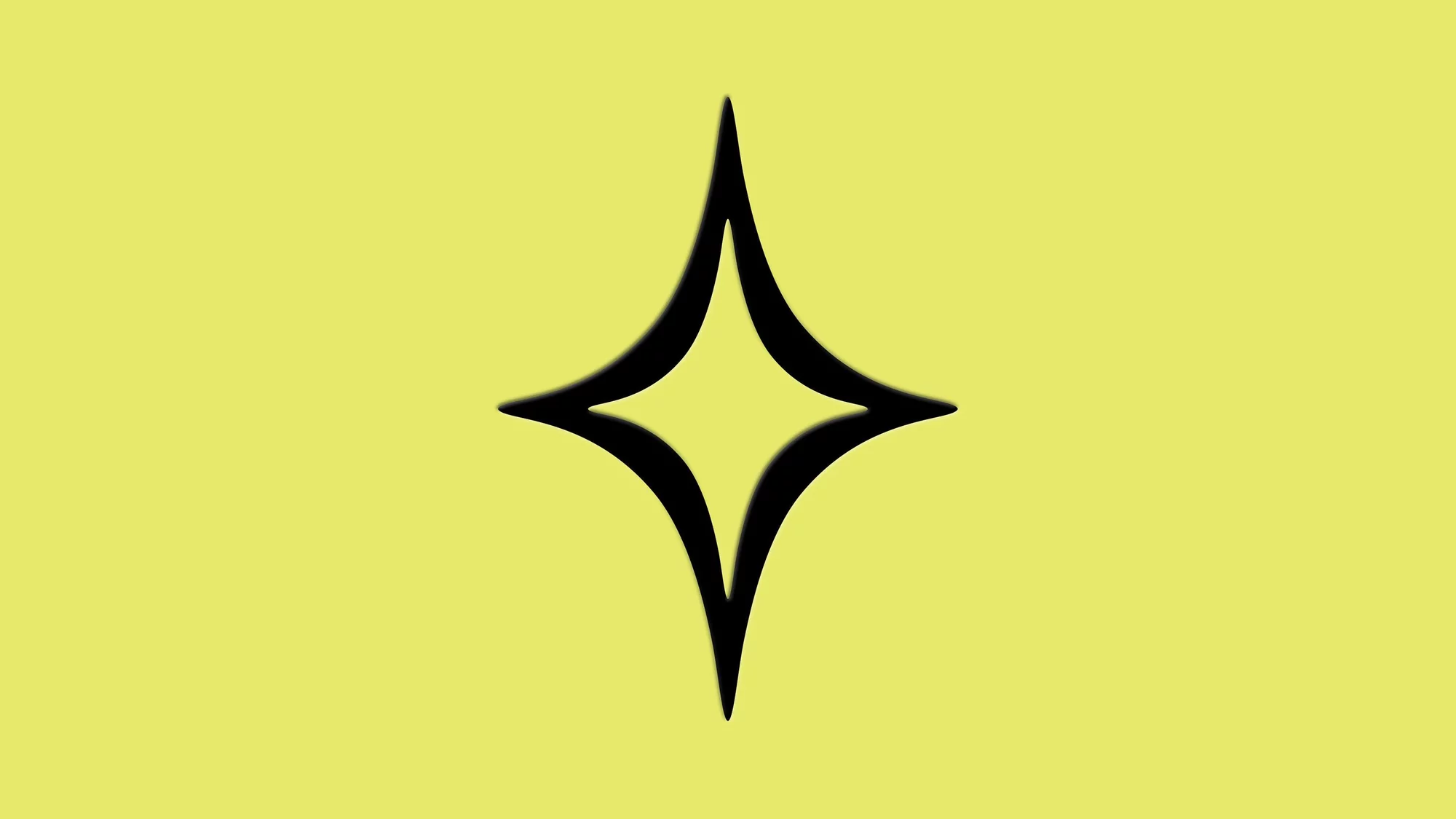 Abstract four-pointed star-like shape set against a pale yellow background. Simple graphic design. Modern aesthetic, minimalist design.