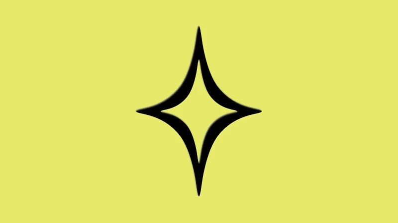 Black four-pointed star graphic with a drop shadow centered on a solid yellow background