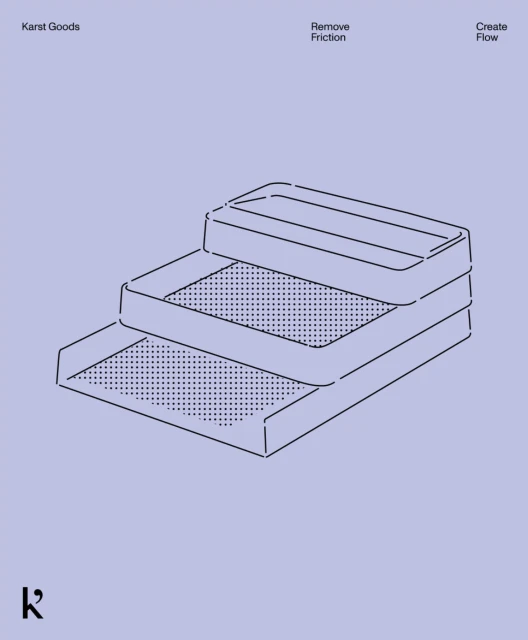Illustration of three stacked office paper trays in light blue, minimalist design.