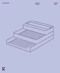 Minimalist line illustration of tiered desktop trays on a solid periwinkle background with typographic text.