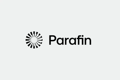 Parafin brand logo featuring a black circular radiating mark and typography against a light grey background.