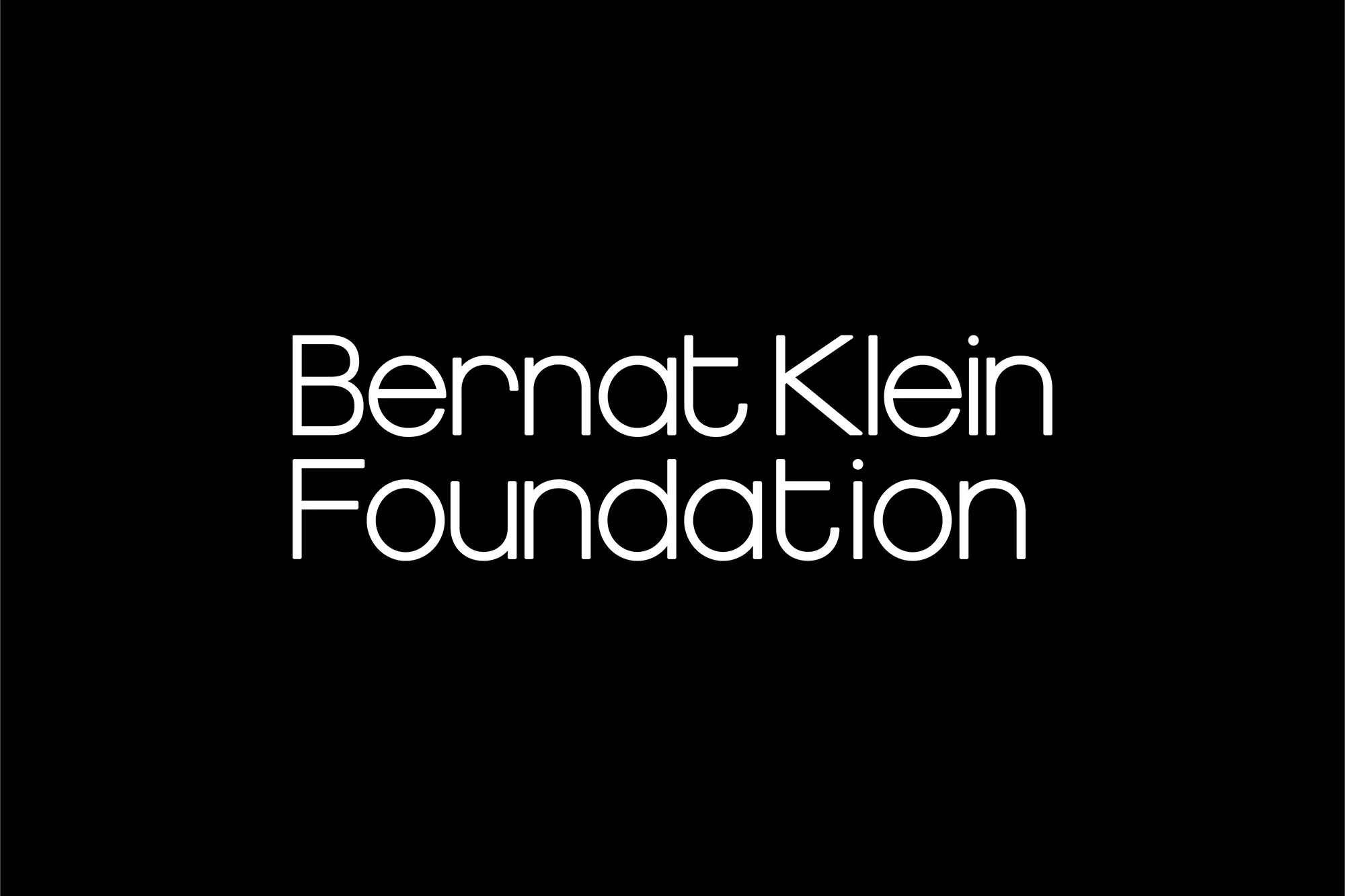 Bernat Klein Foundation typography in white geometric sans-serif font centered on a solid black background.