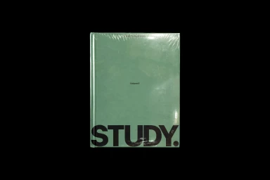 Green hardcover book wrapped in clear plastic featuring prominent bold black STUDY typography on the cover