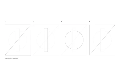 Graphical abstraction brand identity sketches for Zion Wine featuring geometric line drawings on a white background