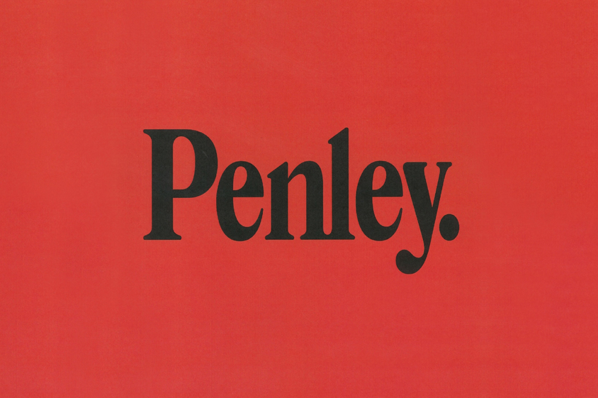 Promotional image featuring the word “Penley” in bold, black font against a solid red background, ideal for brand awareness or design.