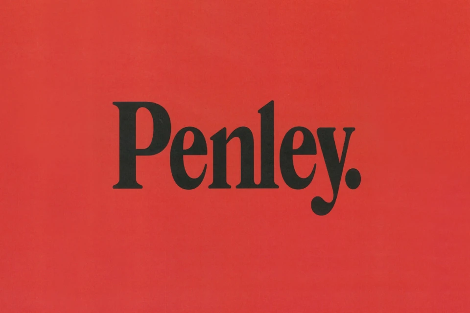 Promotional image featuring the word “Penley” in bold, black font against a solid red background, ideal for brand awareness or design.
