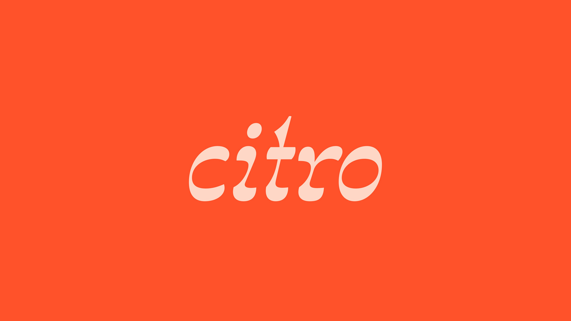 Minimalist image featuring the text “citro” in a stylized, light-beige font on a bright orange background, ideal for use as a logo.