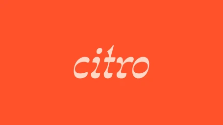 Citro brand identity wordmark typography centered on a vibrant solid orange background in a horizontal layout.