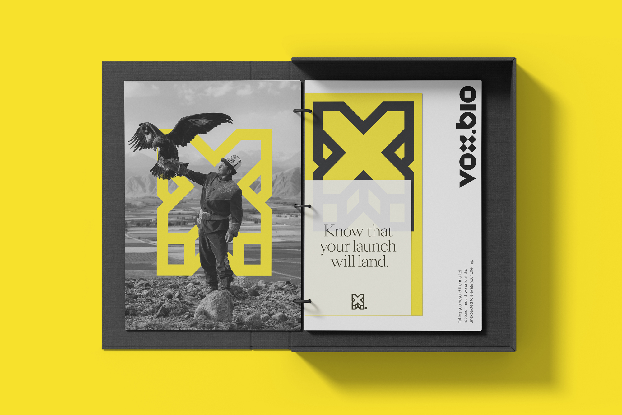 Framed print featuring a man with a golden eagle set against a mountainous backdrop, alongside a promotional page with brand logo.