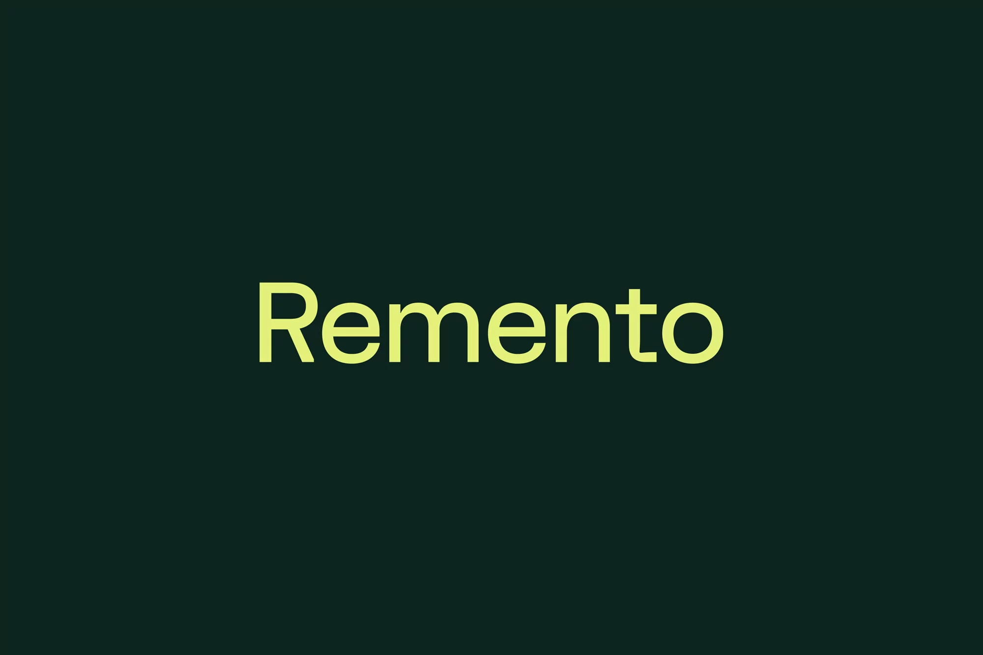 The word Remento displayed in pale yellow sans serif typography centered on a dark green solid background.