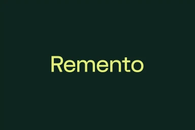 The word Remento displayed in pale yellow sans serif typography centered on a dark green solid background.