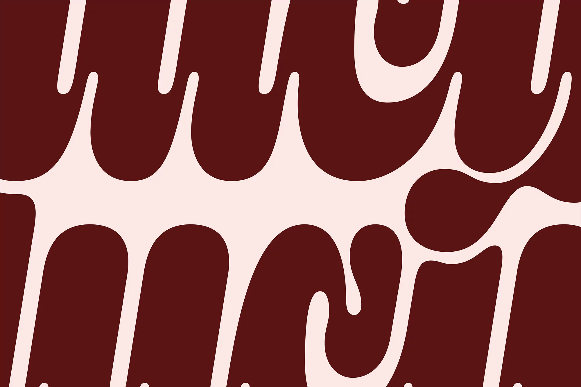 Abstract graphic design featuring flowing white shapes against a dark red background. A modern pattern with organic forms fills the frame.