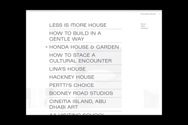Minimalist digital interface showcasing a clean typography website layout for Mooradian Studio on a white background.
