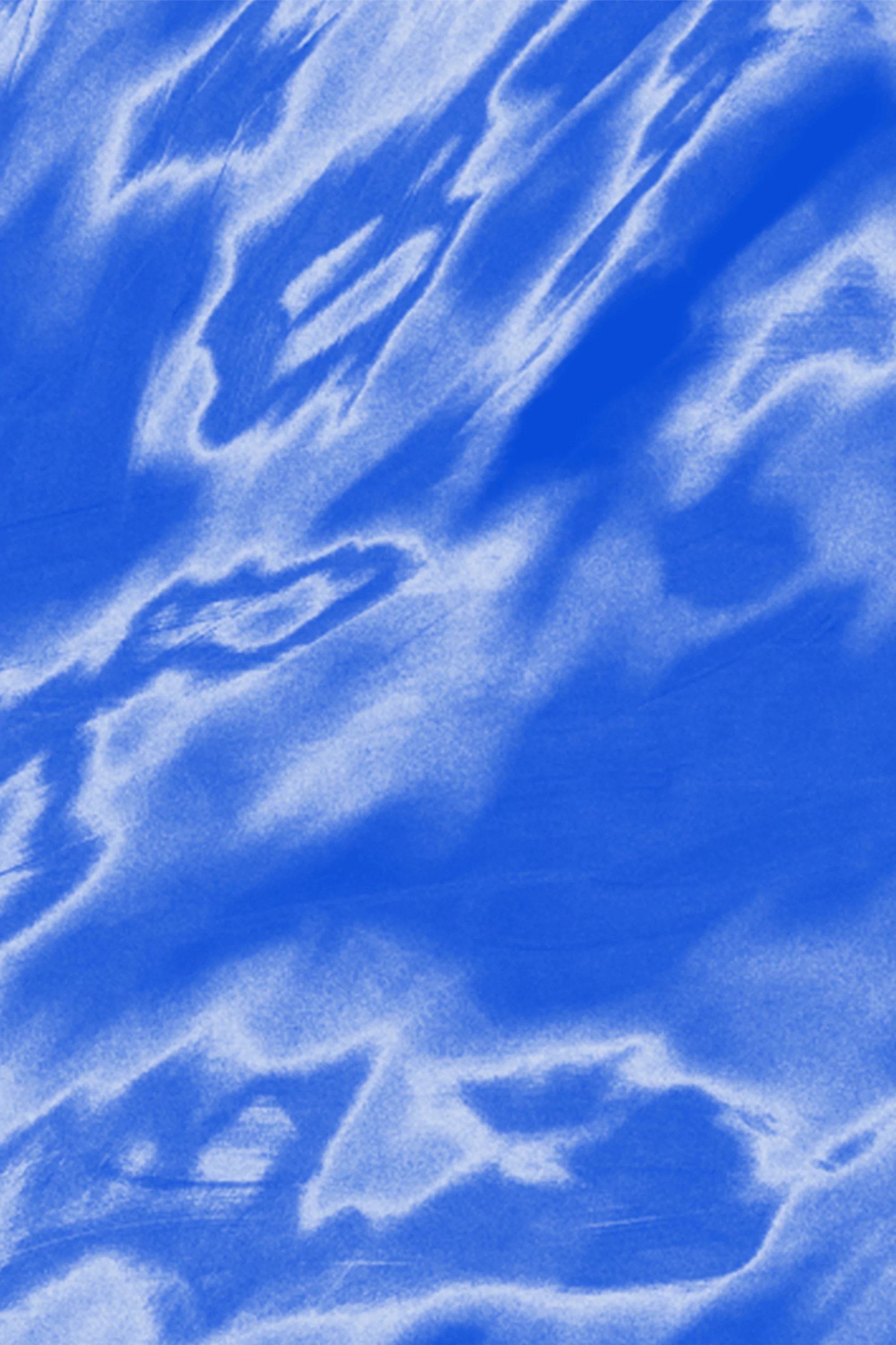 Abstract pattern featuring shades of blue and white creating a dynamic, swirling composition, reminiscent of tie-dye or a cloudy sky.